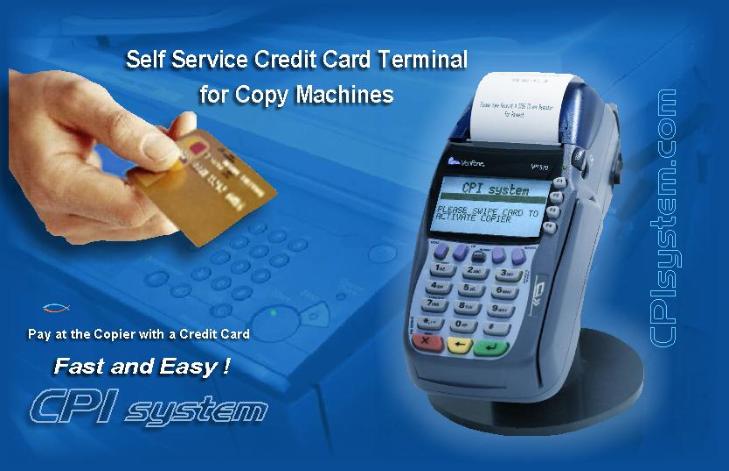 unattended credit card terminal for copiers self service system